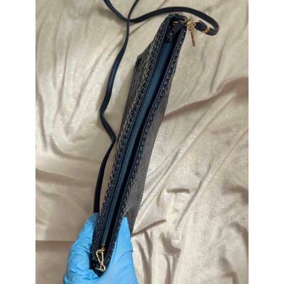 Vintage Navy Blue Crossbody Purse Chainmaille Whiting & Davis Aluminum Mesh Gold - Picture 9 of 13